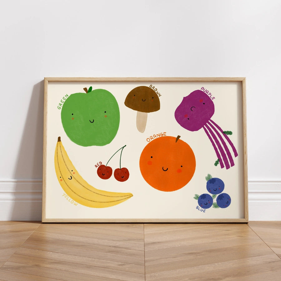 Colorful Fruit Nursery Print – Educational Kids Wall Art