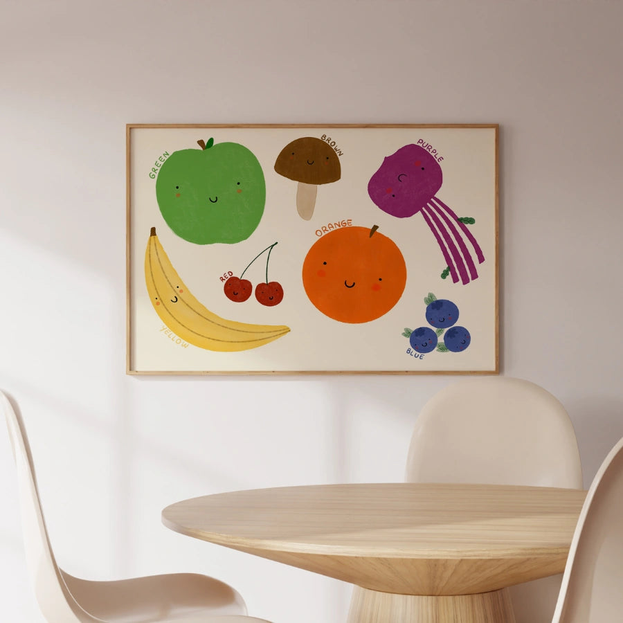 Colorful Fruit Nursery Print – Educational Kids Wall Art