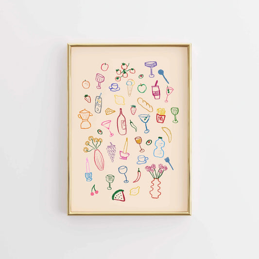 Colorful Food Wall Art – Playful Kitchen Poster