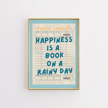 Book on a Rainy Day Print – Retro Library Wall Art