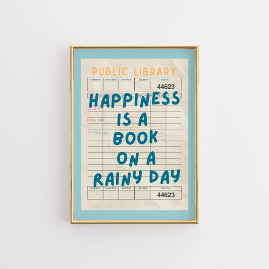 Book on a Rainy Day Print – Retro Library Wall Art
