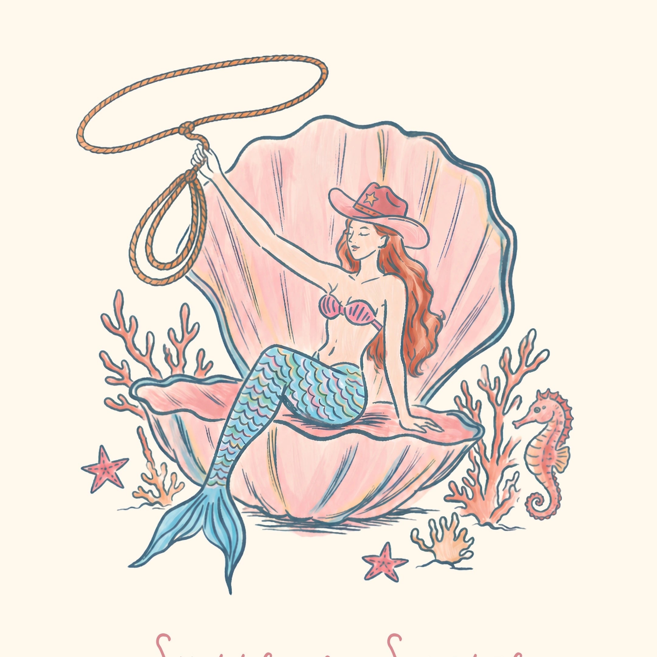 Coastal Cowgirl Mermaid Print