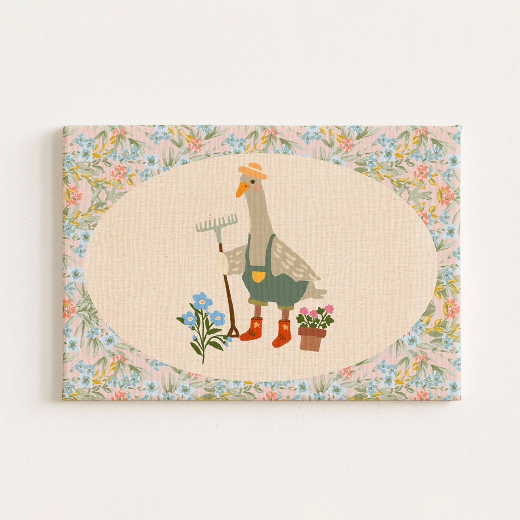 Gardening Goose Vintage Nursery Canvas Print