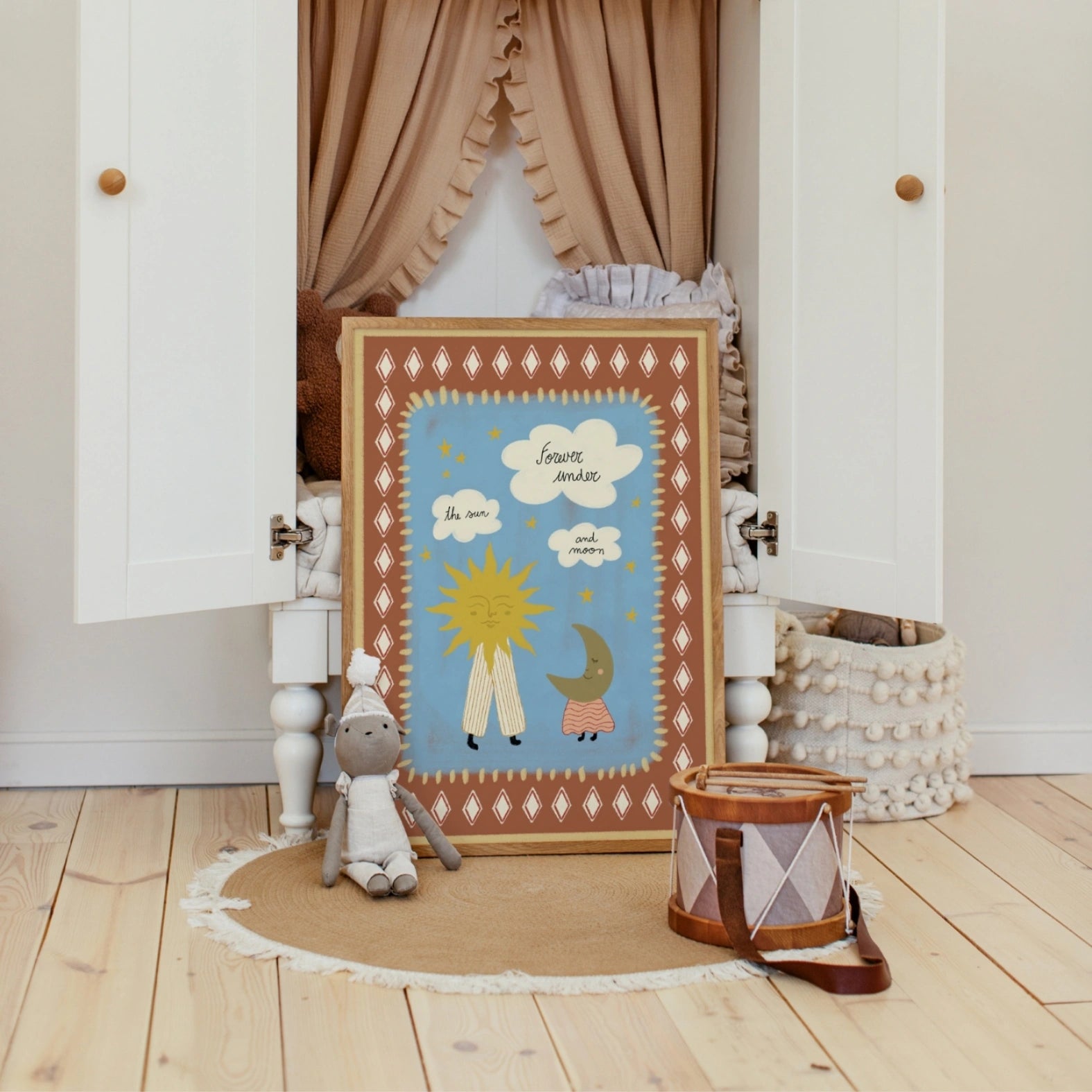 Affiche pour chambre d'enfant Soleil et Lune