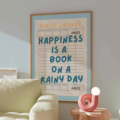 Book on a Rainy Day Print – Retro Library Wall Art
