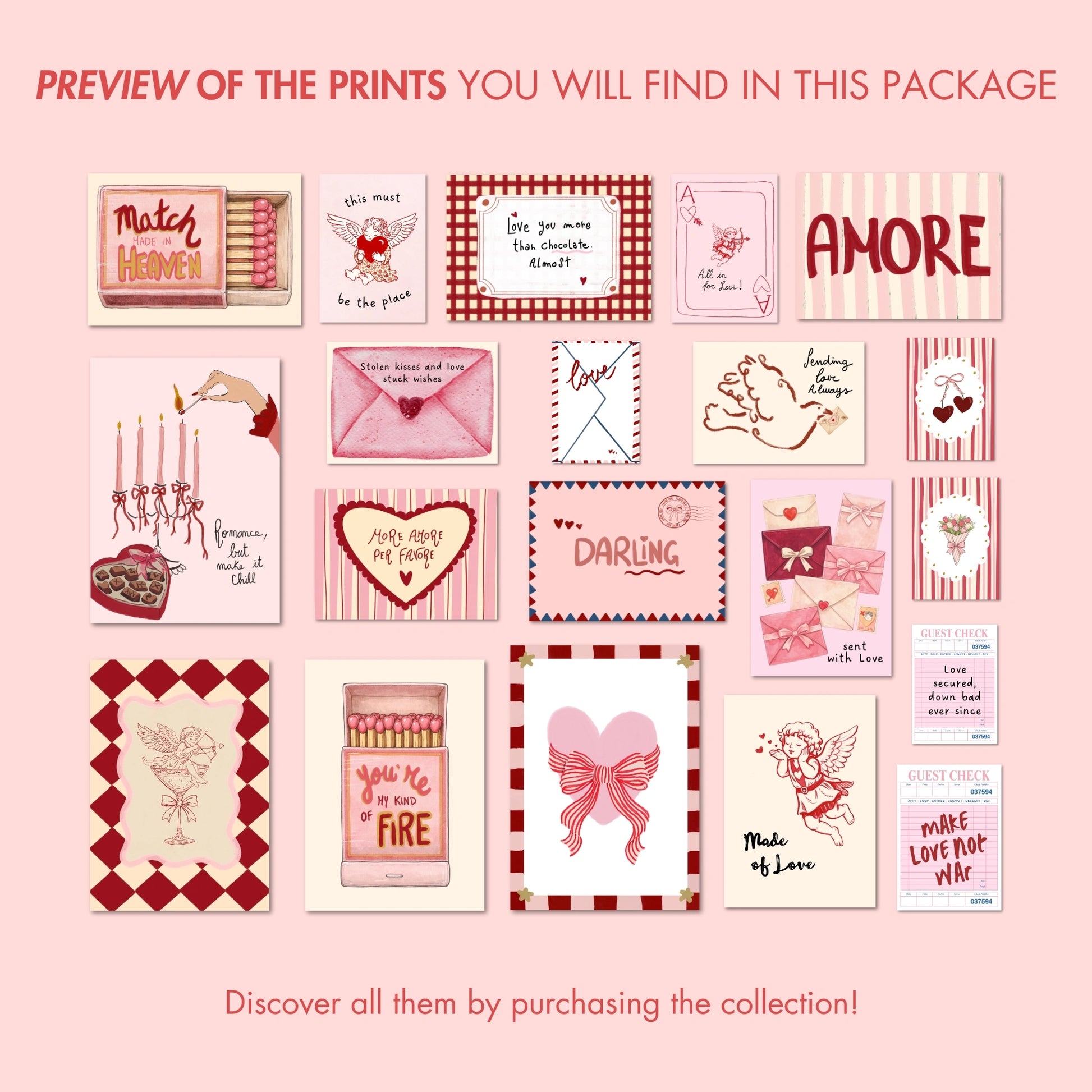Ensemble de 20 impressions pour la Saint-Valentin