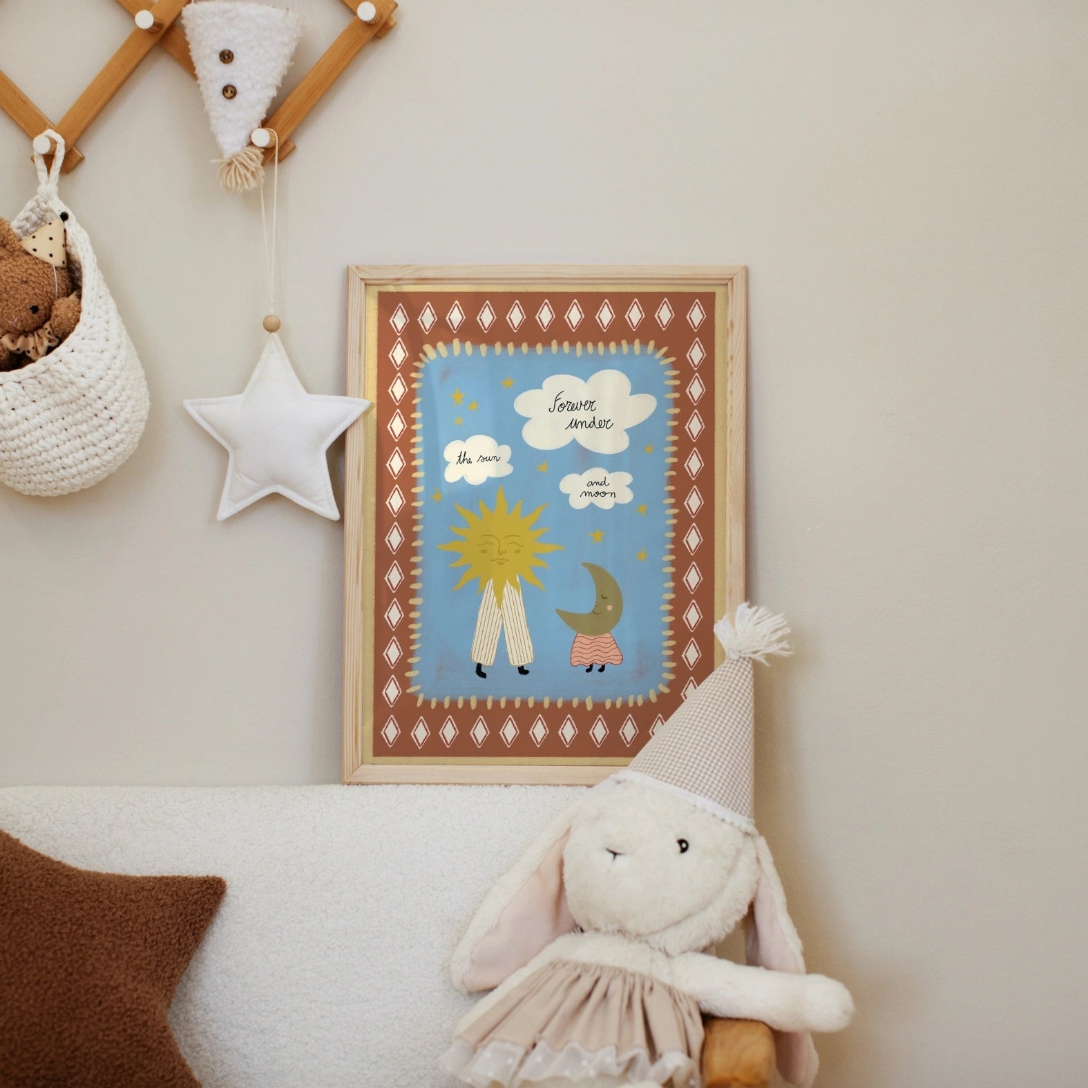 Affiche pour chambre d'enfant Soleil et Lune