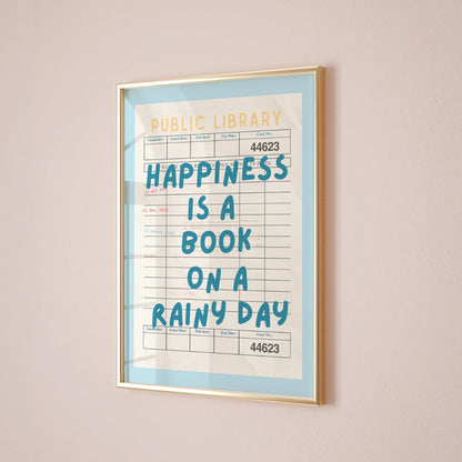 Book on a Rainy Day Print – Retro Library Wall Art