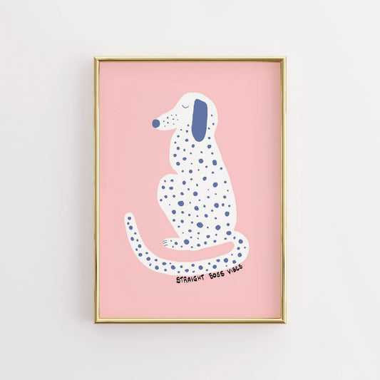 Boss Vibes Dog Print – Cute Pink Nursery Wall Art