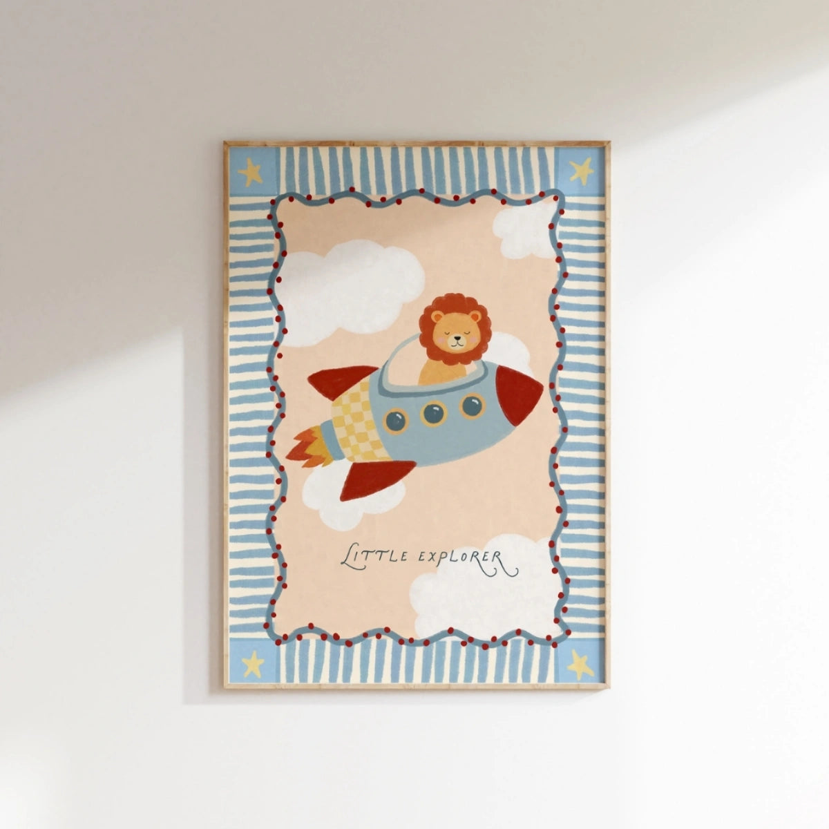 Lion Rocket Nursery Wall Art, Space Nursery Decor