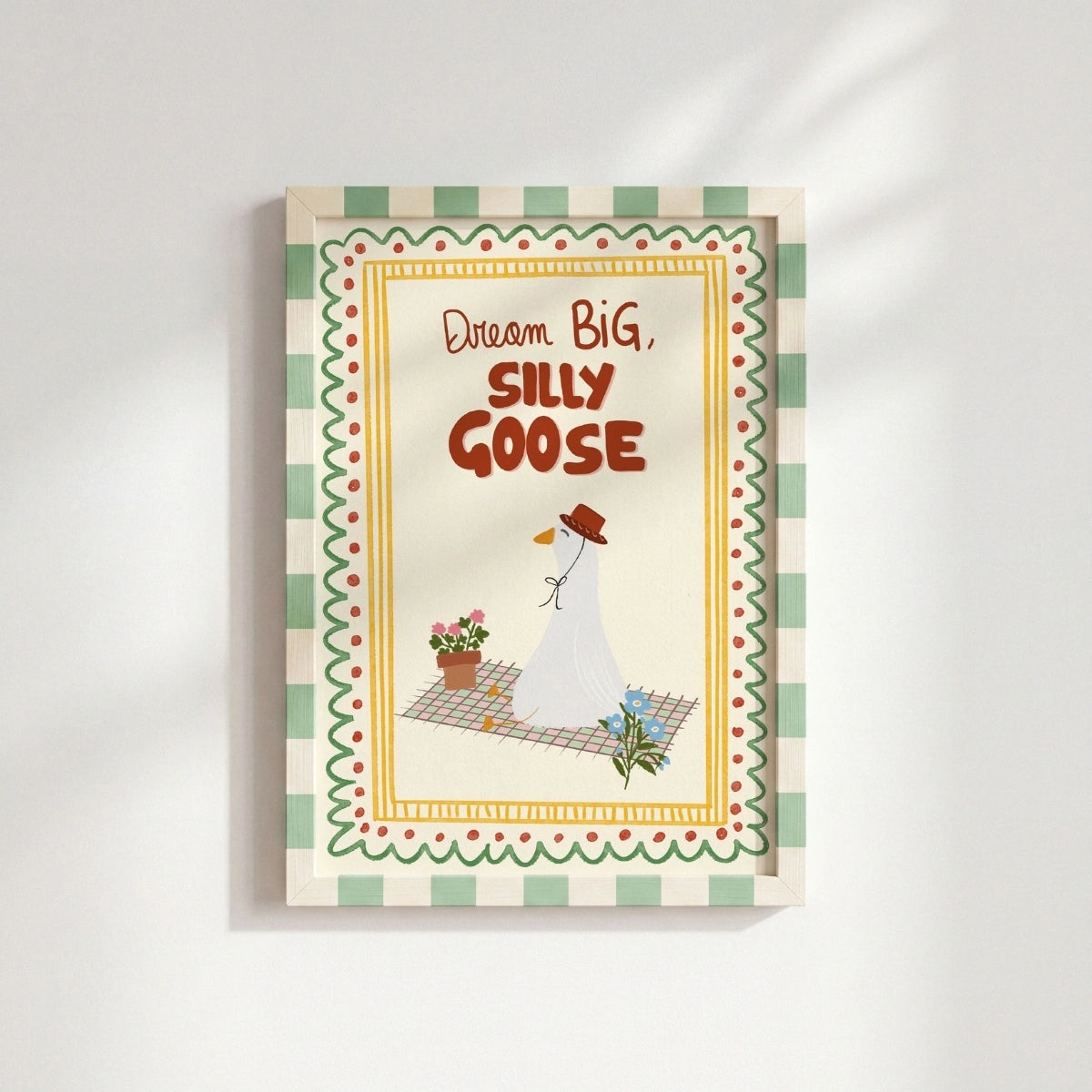 Silly Goose Nursery Print - Dream Big Animal Wall Art for Kids, Colorful Kids Decor