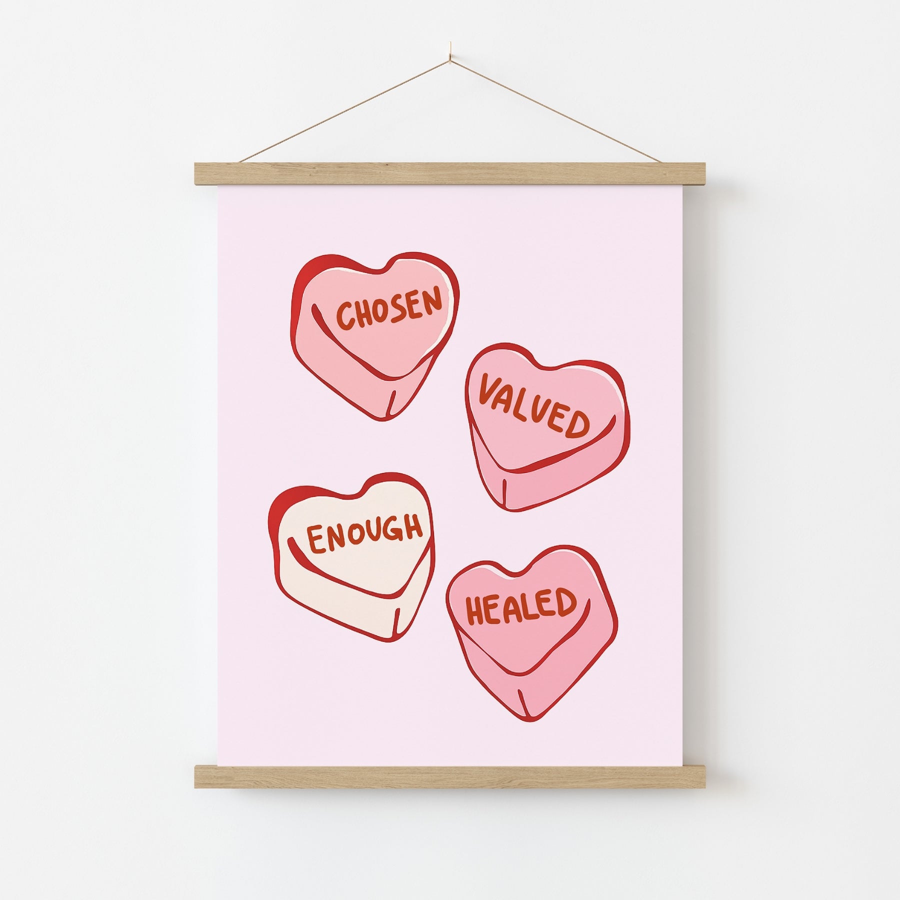 Stampabile "Scelto, apprezzato, guarito" - Decorazioni con cuori di caramelle della fede