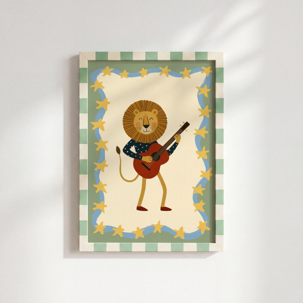 Stampa Leone che Suona la Chitarra per Asilo Nido, Decorazioni per la Stanzetta dei Bambini