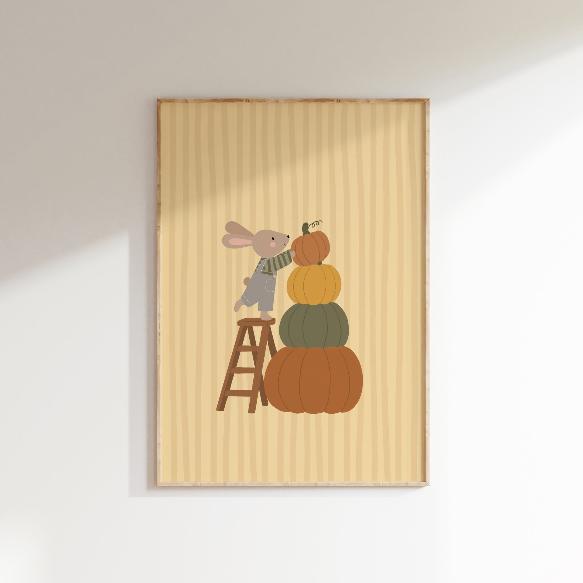 Bunny with Autumn Pumpkins – Nursery & Kids Wall Art