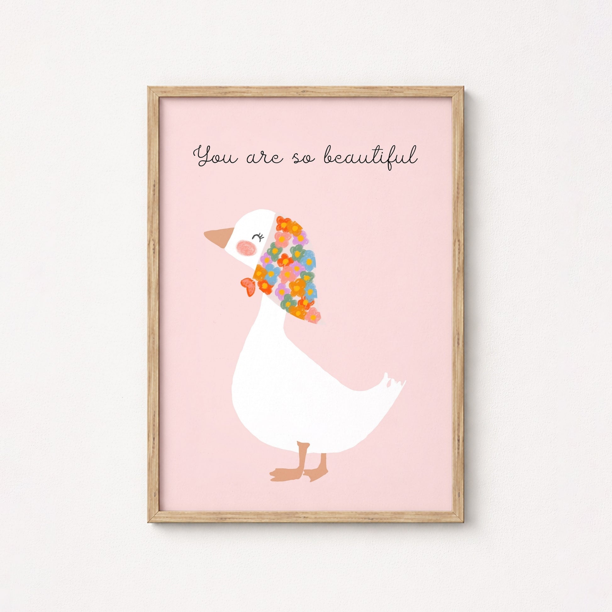 You Are So Beautiful Wall Art - Cute Goose Print for Kids