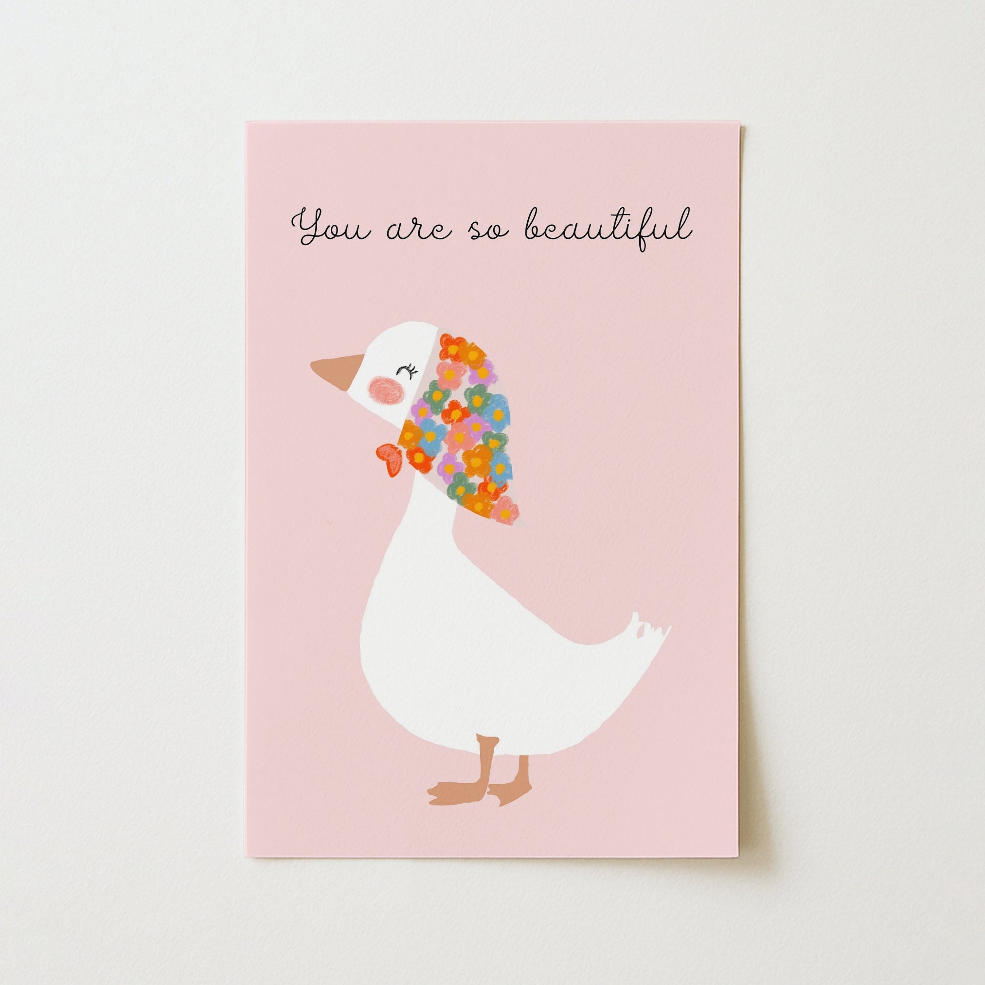 You Are So Beautiful Wall Art - Cute Goose Print for Kids