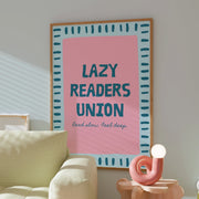 Lazy Readers Union Blue and Pink – Bookish Wall Art