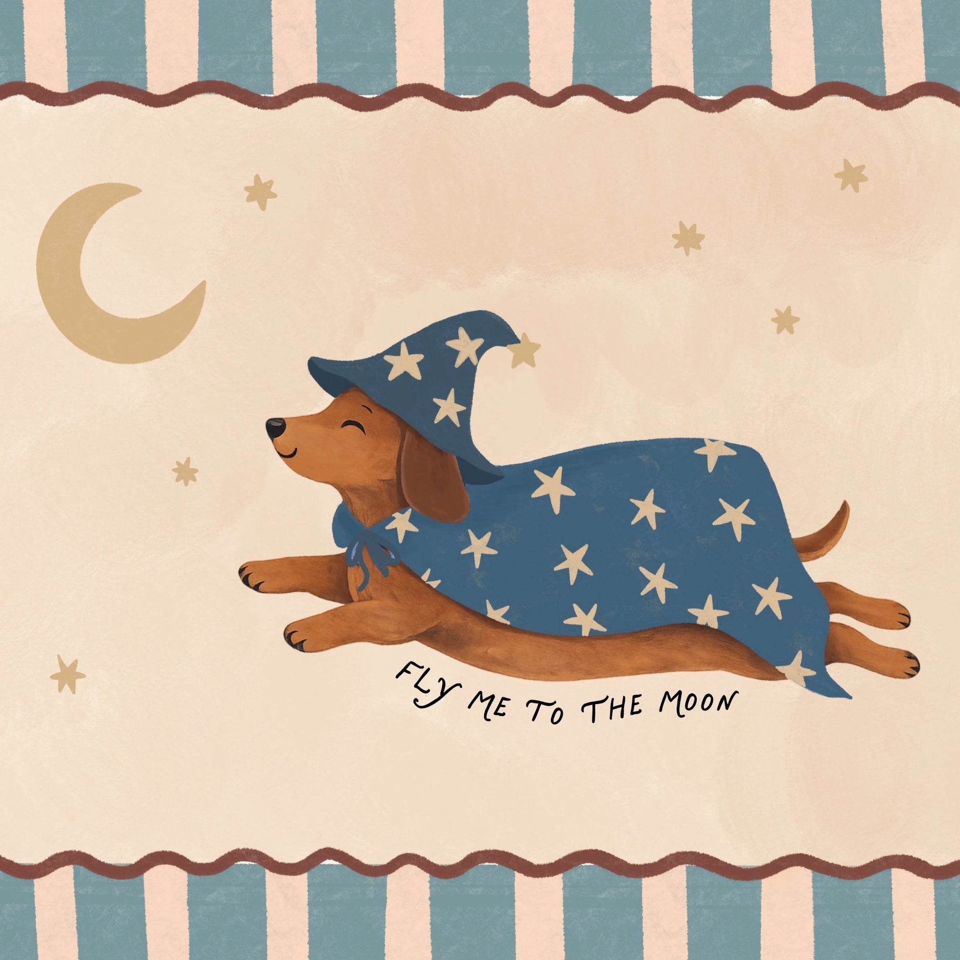 Wizard Dachshund Nursery Print