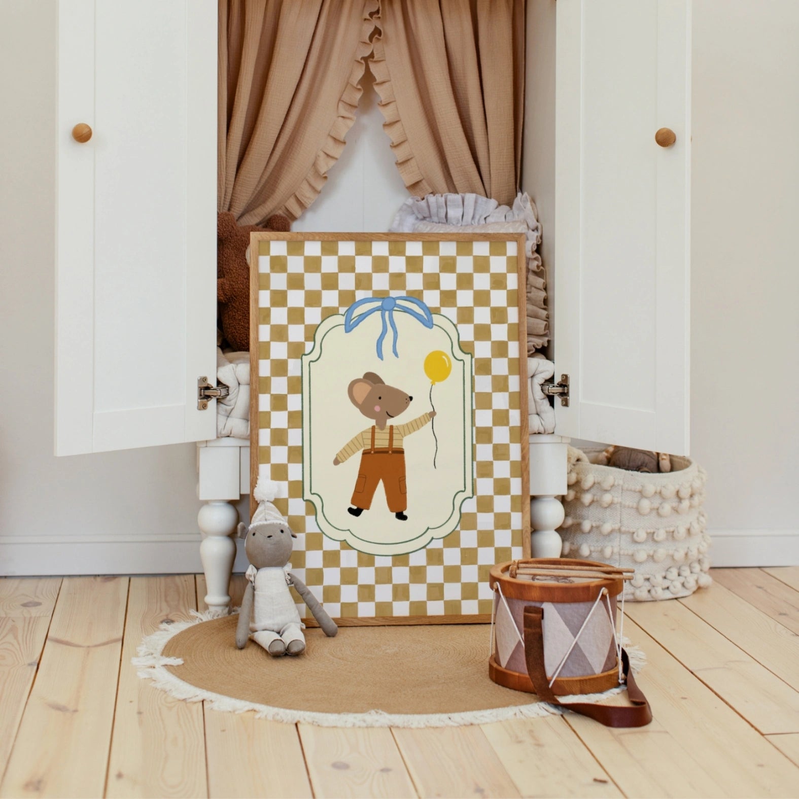 Illustration vintage d'animaux pour chambre d'enfant