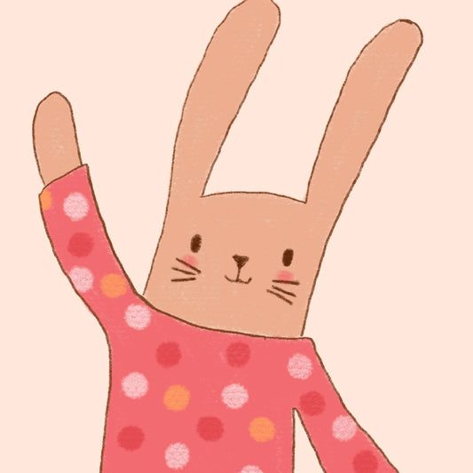 Bunny in Polka Dots Wall Art – Cute Rabbit Nursery Poster