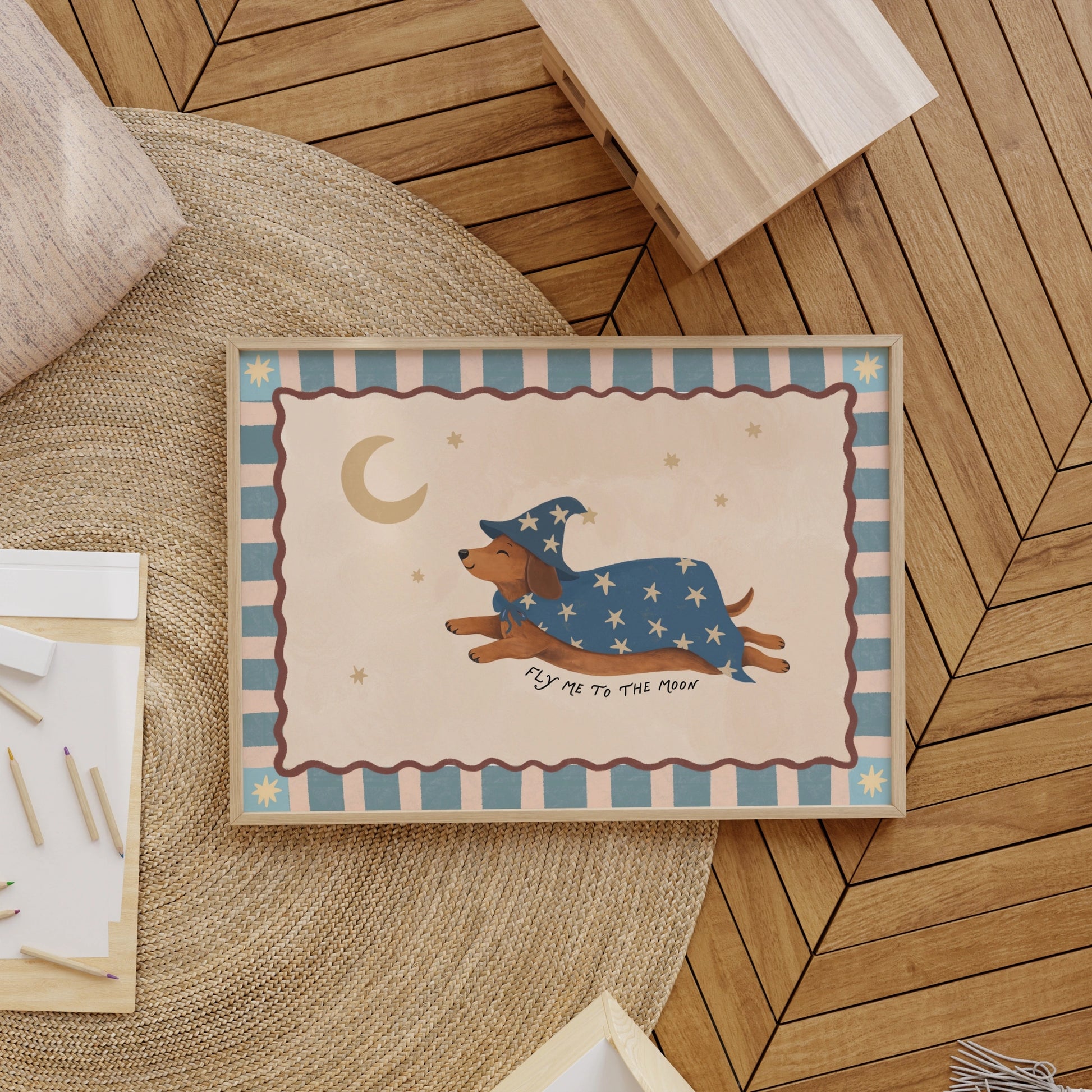 Wizard Dachshund Nursery Print