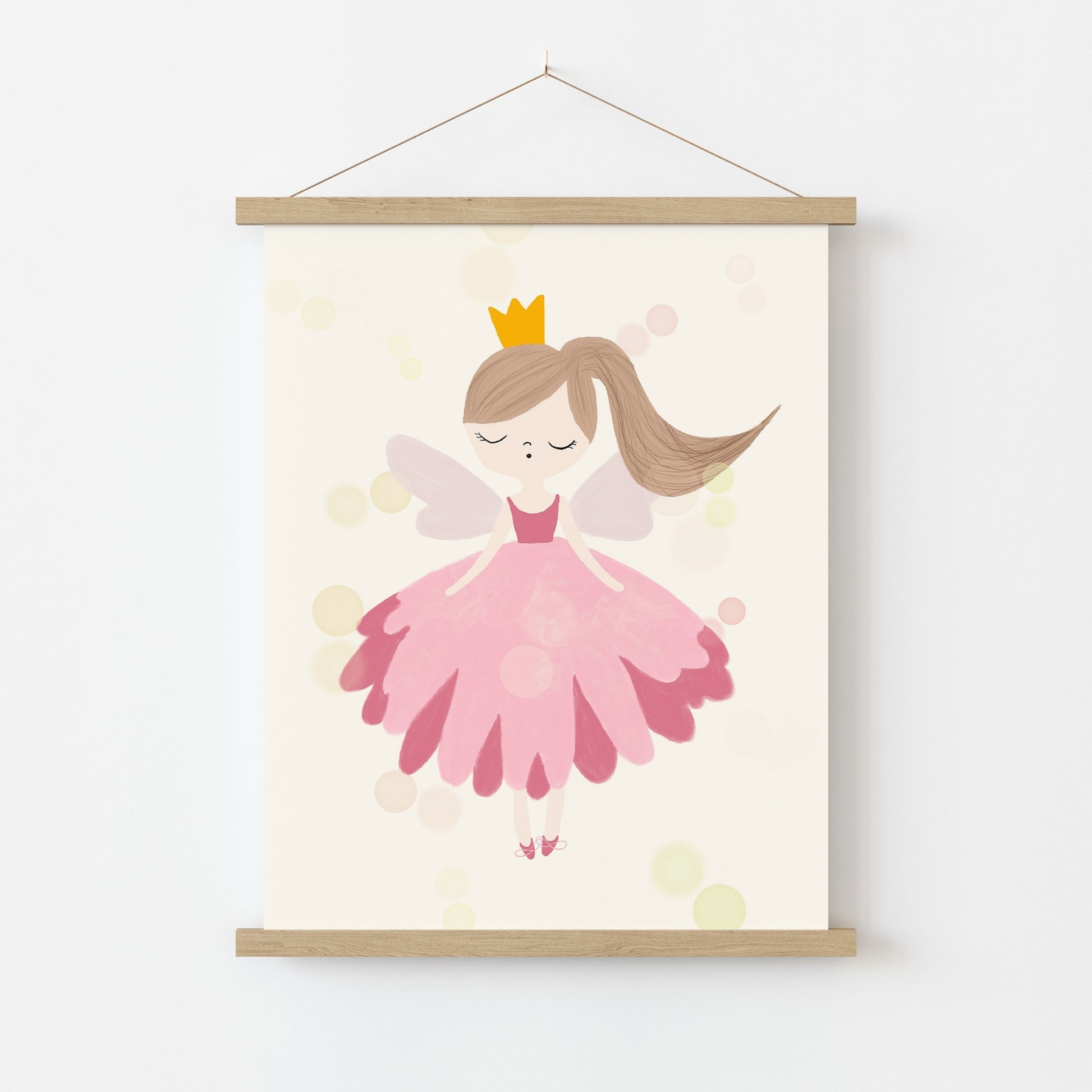 Pink Fairy Princess Wall Art - Girl's Room Decor Print