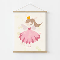 Pink Fairy Princess Wall Art - Girl's Room Decor Print