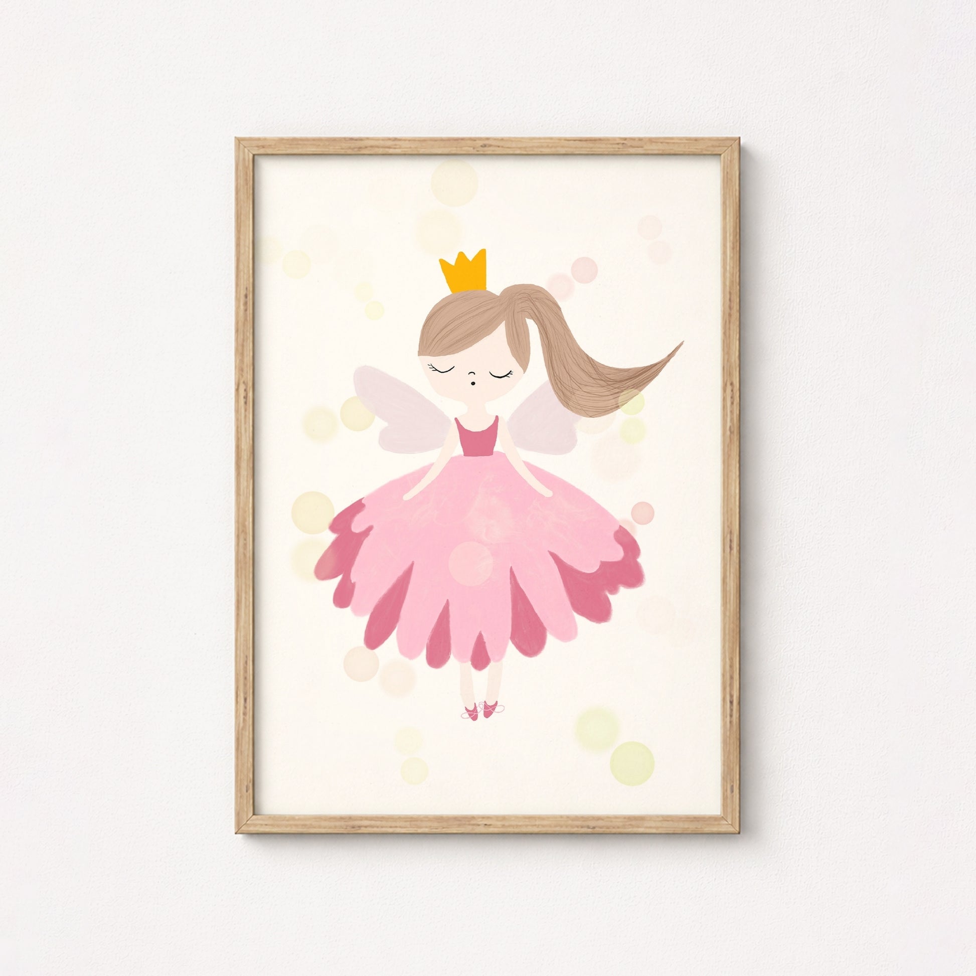 Pink Fairy Princess Wall Art - Girl's Room Decor Print