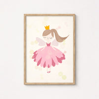 Pink Fairy Princess Wall Art - Girl's Room Decor Print
