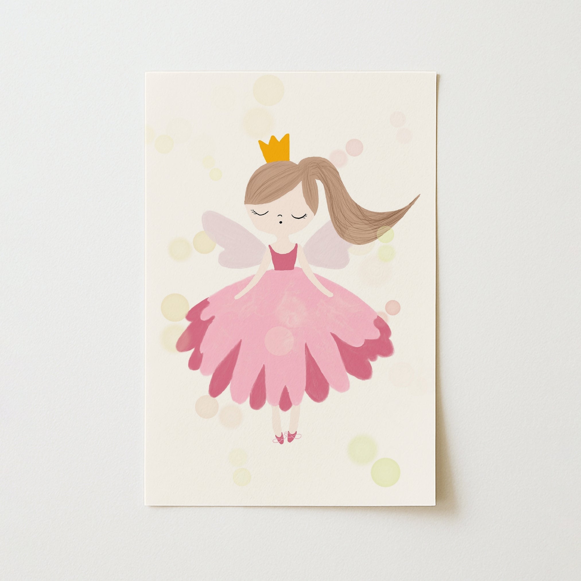 Pink Fairy Princess Wall Art - Girl's Room Decor Print
