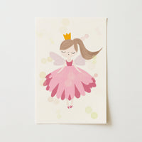 Pink Fairy Princess Wall Art - Girl's Room Decor Print