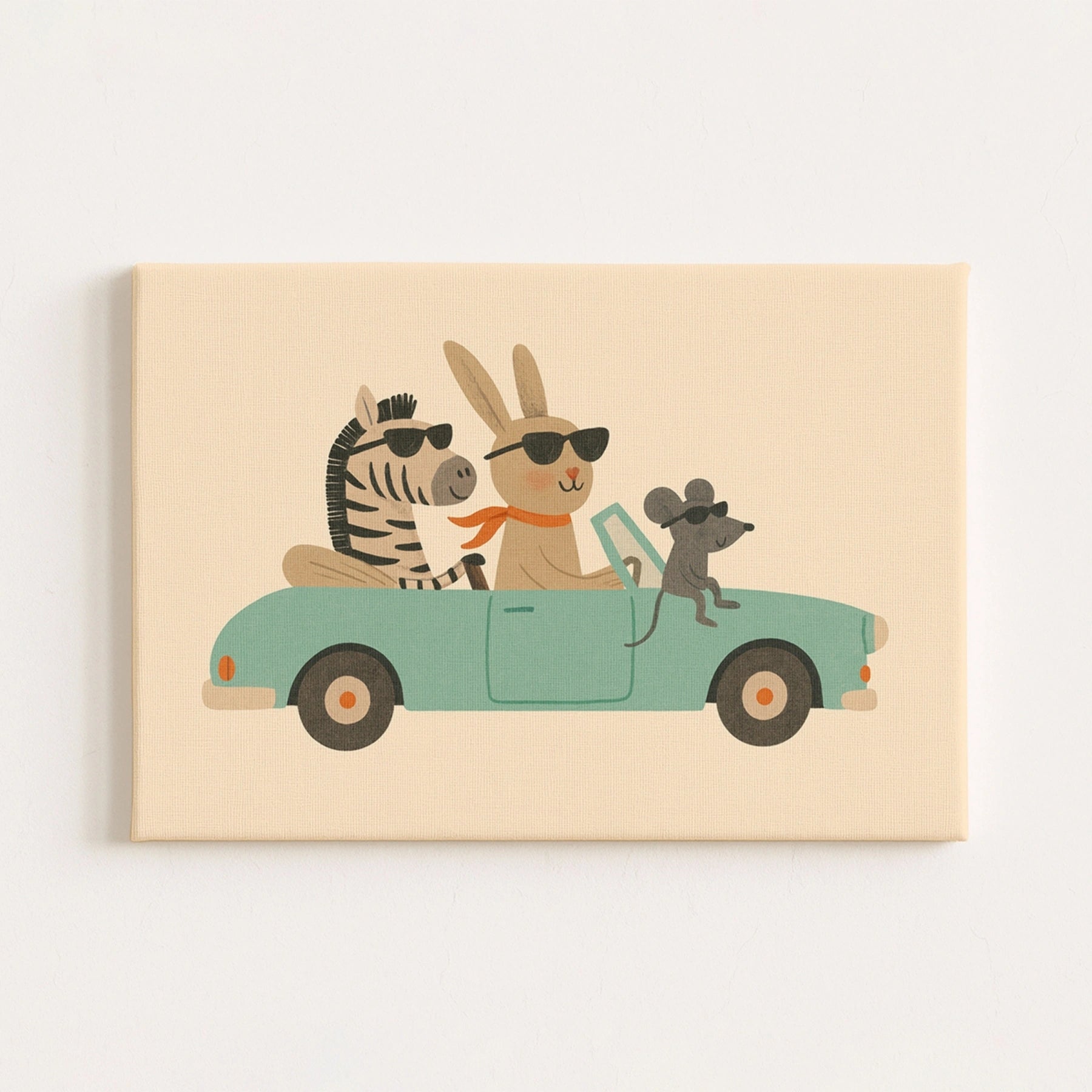 Stampa su tela con illustrazione di animali carini