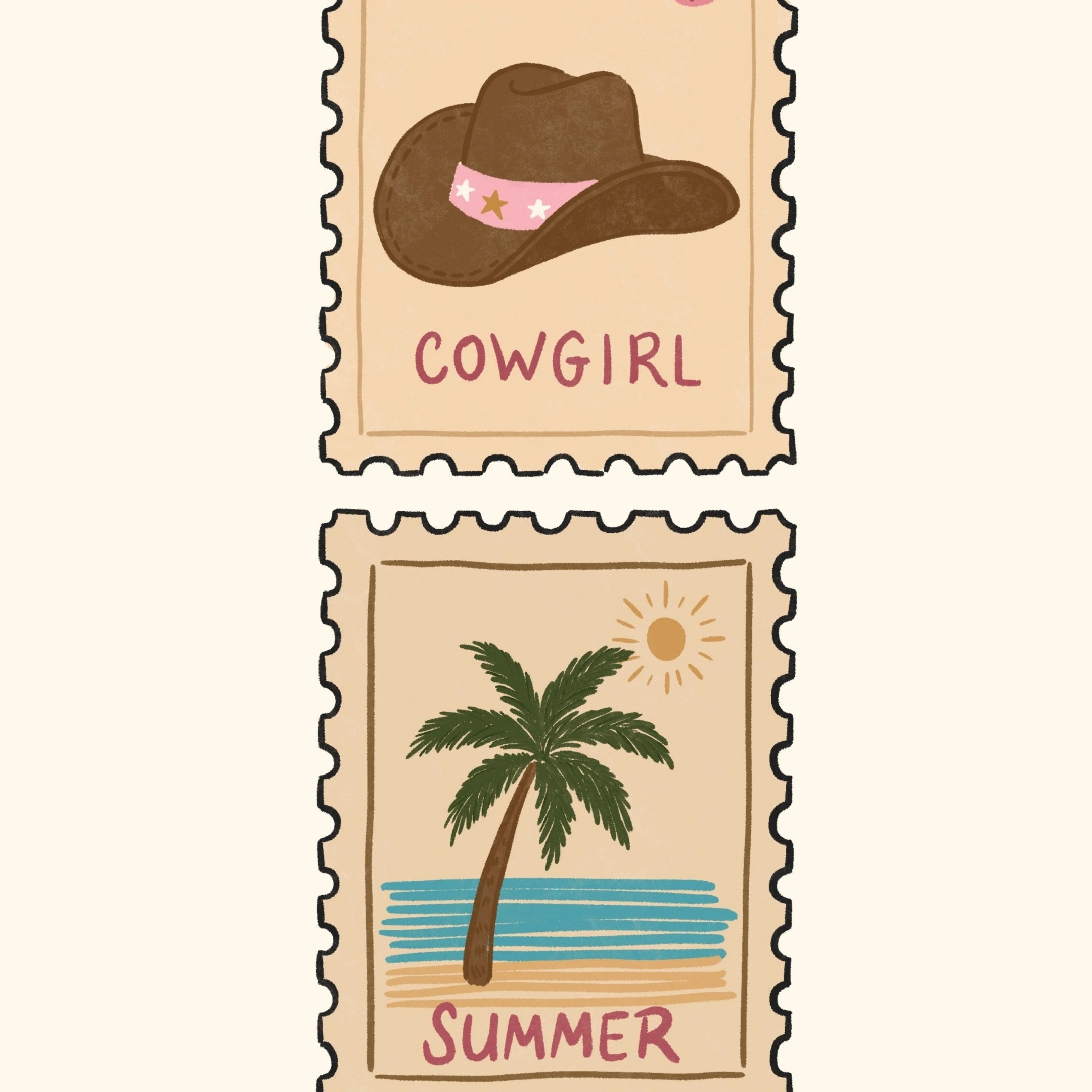 Coastal Cowgirl Postage Stamp Print