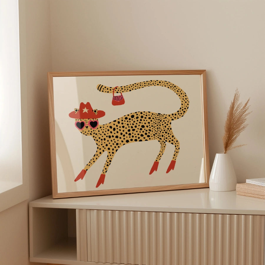 Cool Cheetah Wall Art – Funny Cowboy Animal Print