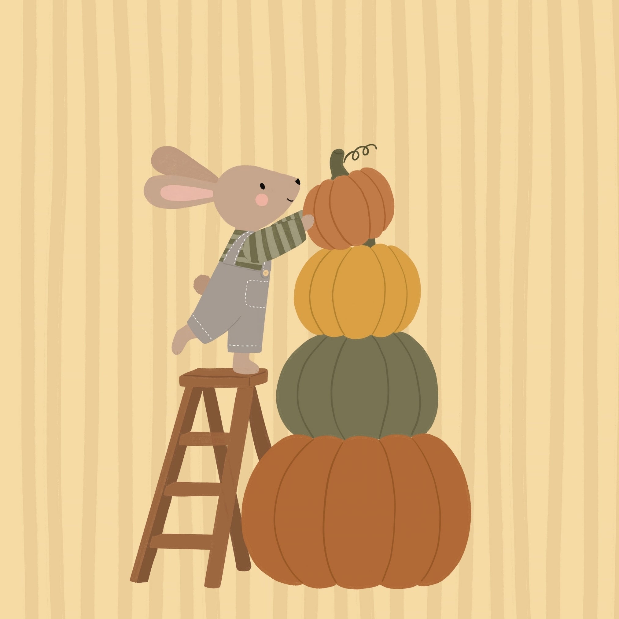 Bunny with Autumn Pumpkins – Nursery & Kids Wall Art