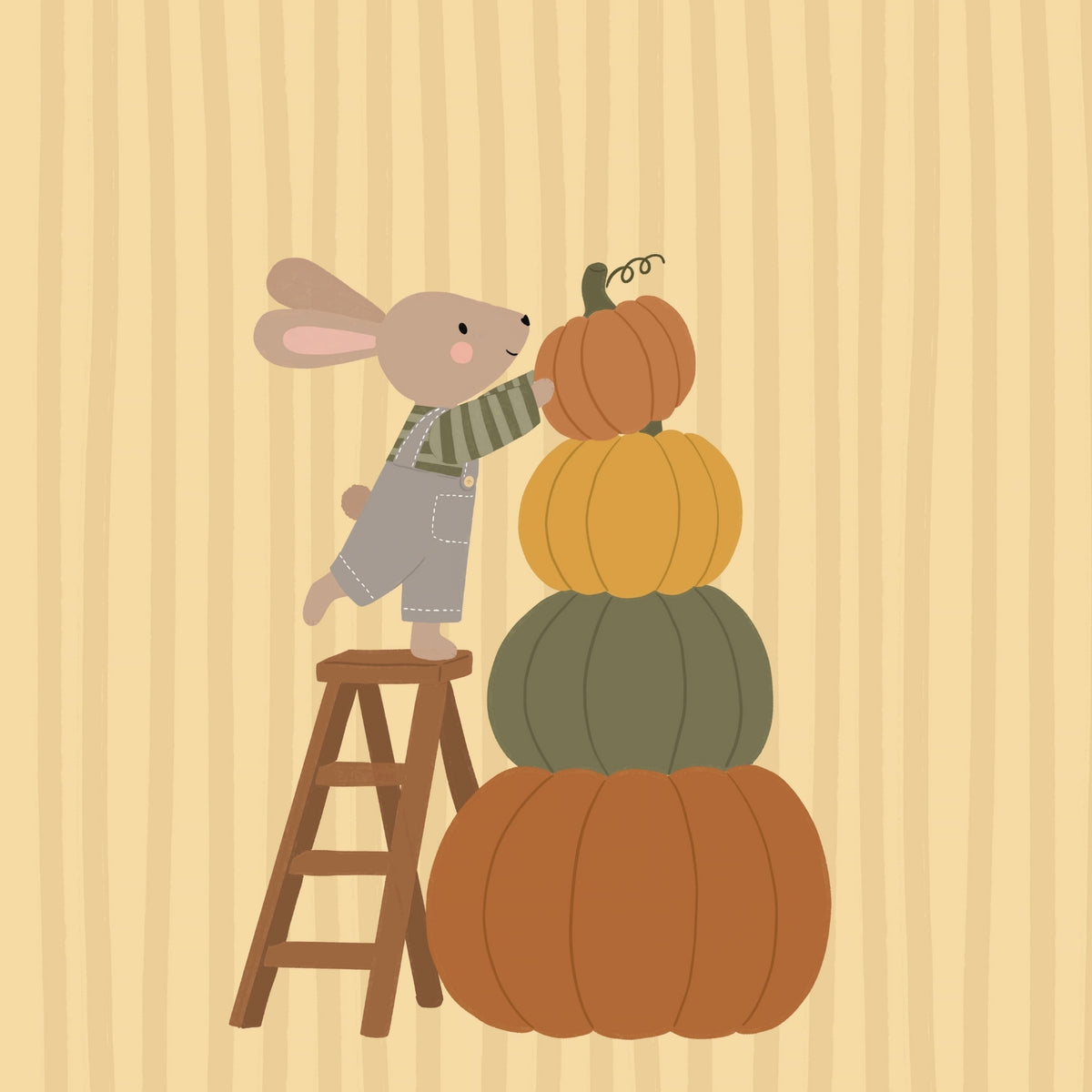 Bunny with Autumn Pumpkins – Nursery & Kids Wall Art