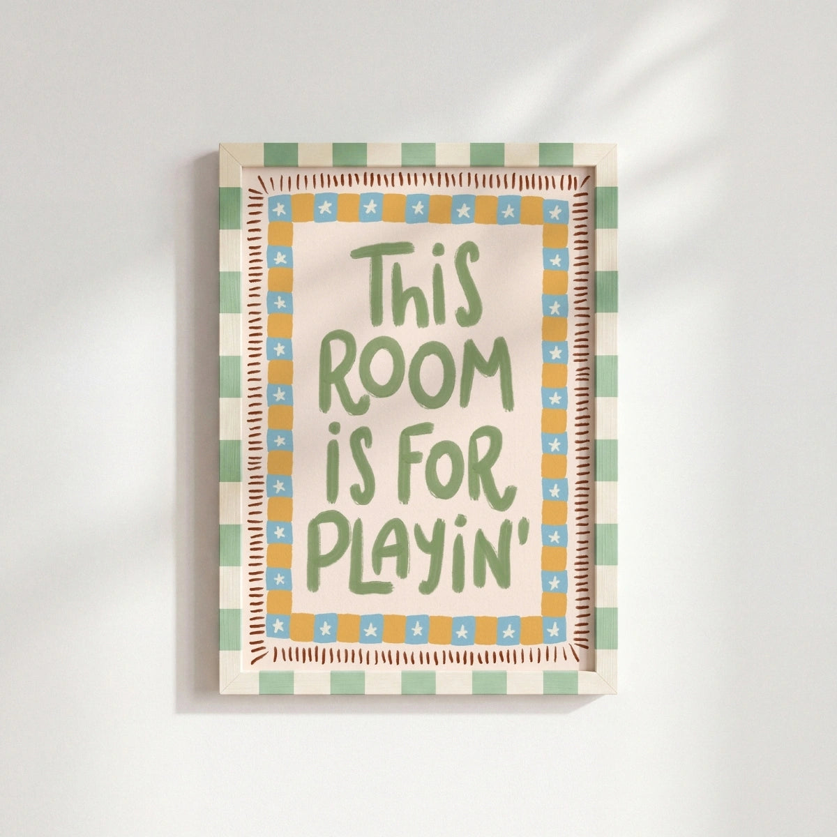Affiche murale pour chambre de bébé avec la phrase « This Room Is For Playin’ »