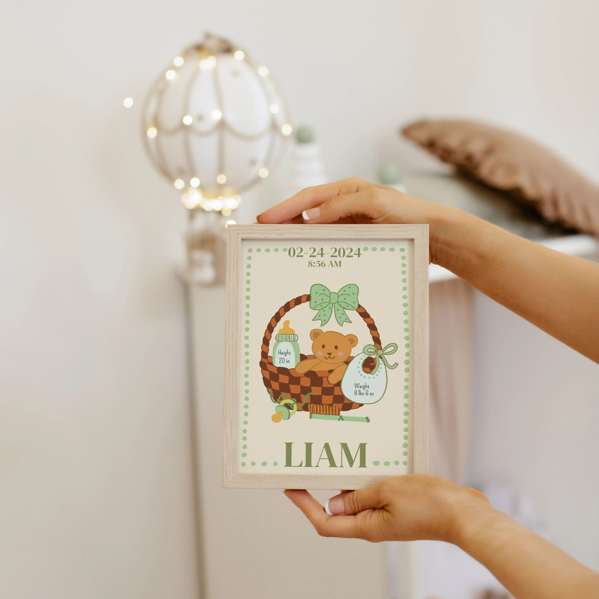 Décoration murale personnalisée pour chambre de bébé avec les statistiques de naissance