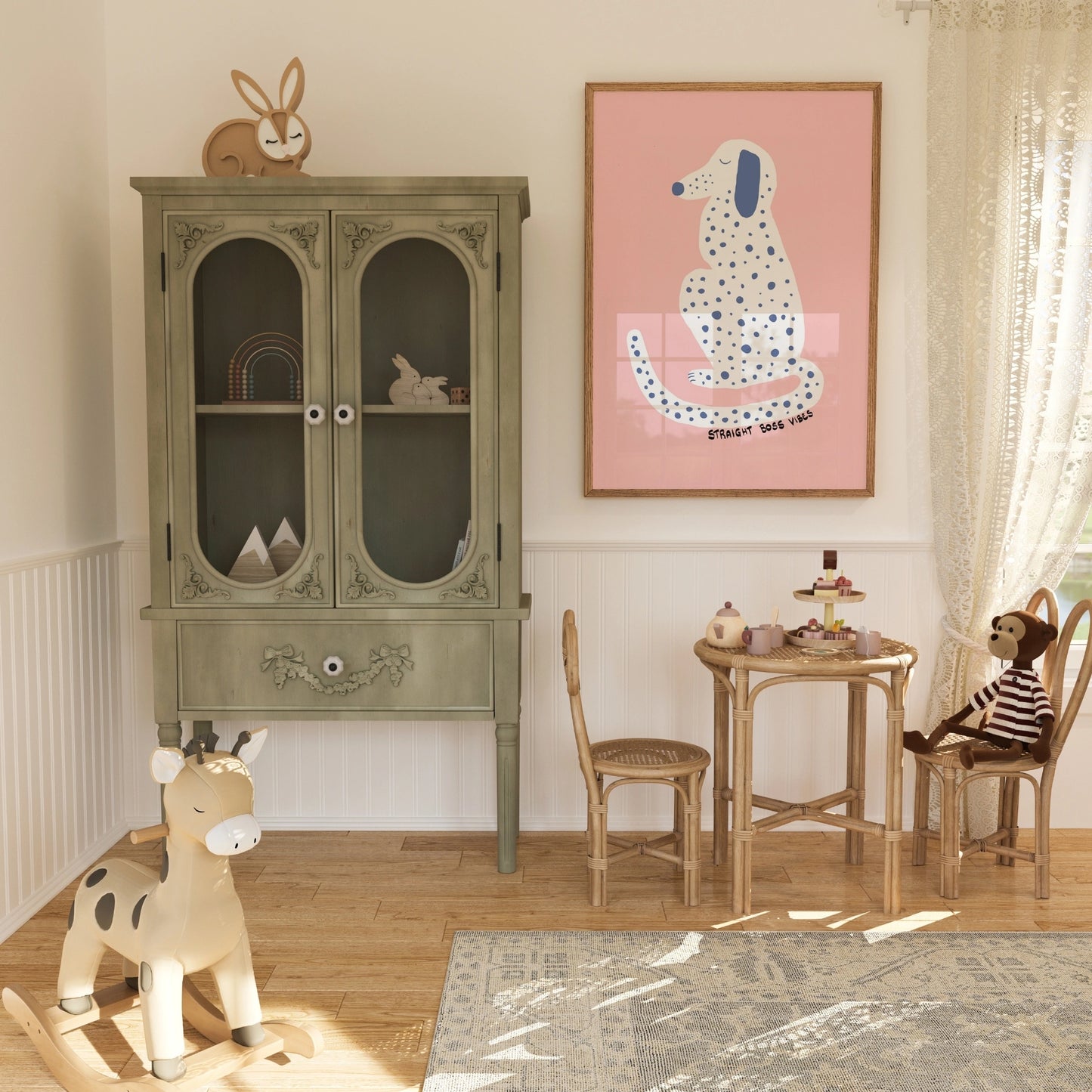Boss Vibes Dog Print – Cute Pink Nursery Wall Art