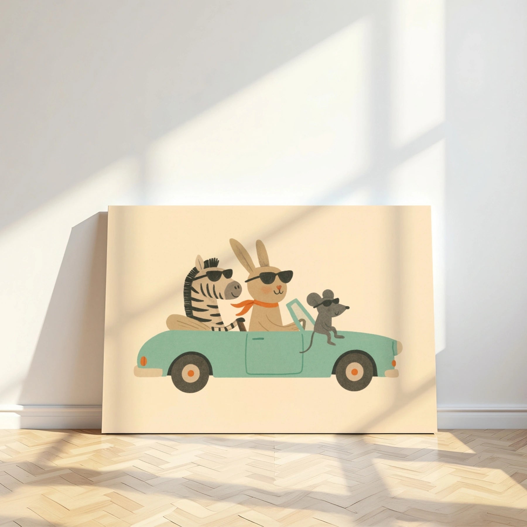 Stampa su tela con illustrazione di animali carini
