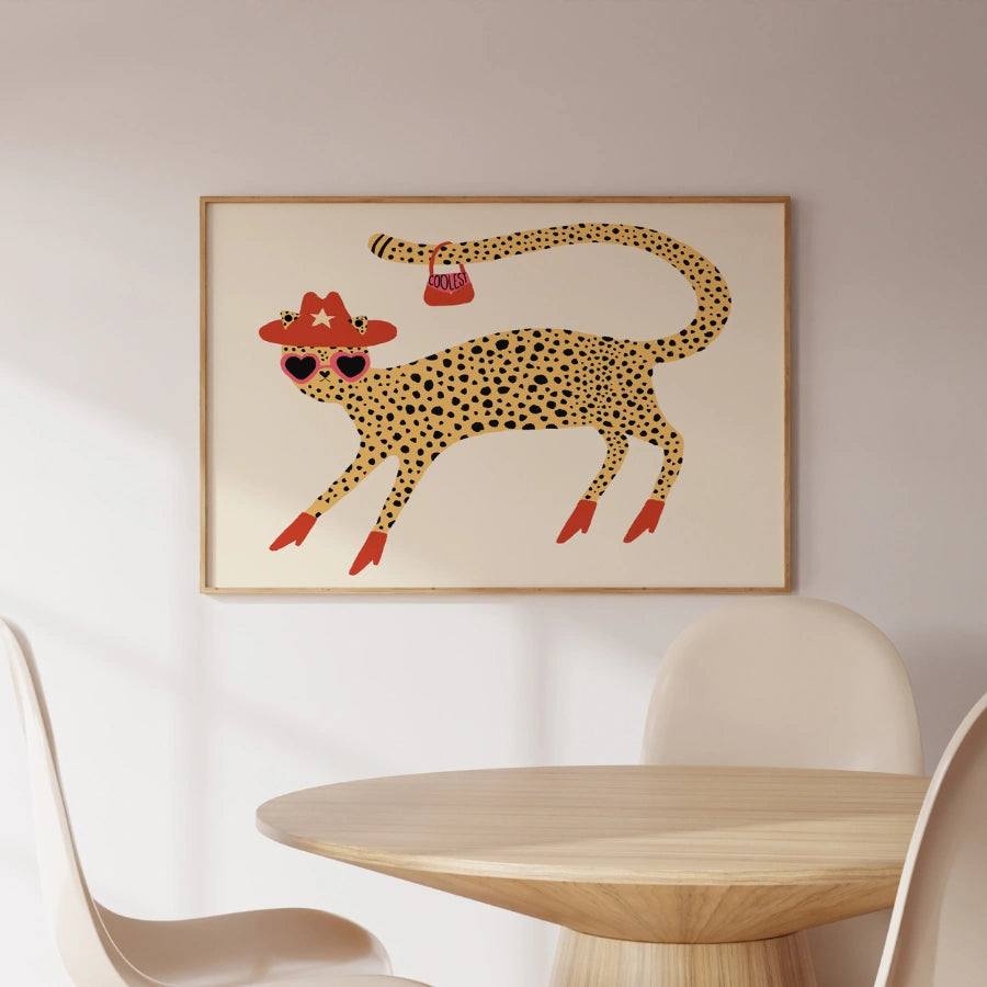 Cool Cheetah Wall Art – Funny Cowboy Animal Print