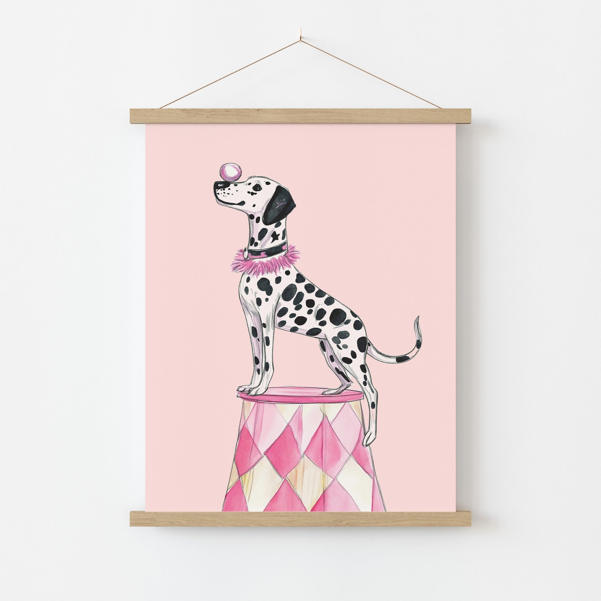 Dalmatian Circus Wall Art - Pink Dog Room Decor