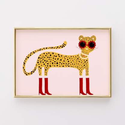 Cool Pink Cheetah Print – Funny Animal Wall Art for Kids