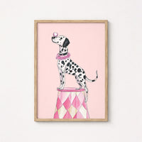 Dalmatian Circus Wall Art - Pink Dog Room Decor
