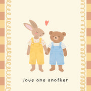 Bunny and Bear Holding Hands – Nursery & Kids Wall Art