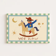 Yeehaw Cowboy on a Rocking Horse – Nursery & Kids Canvas Wall Art