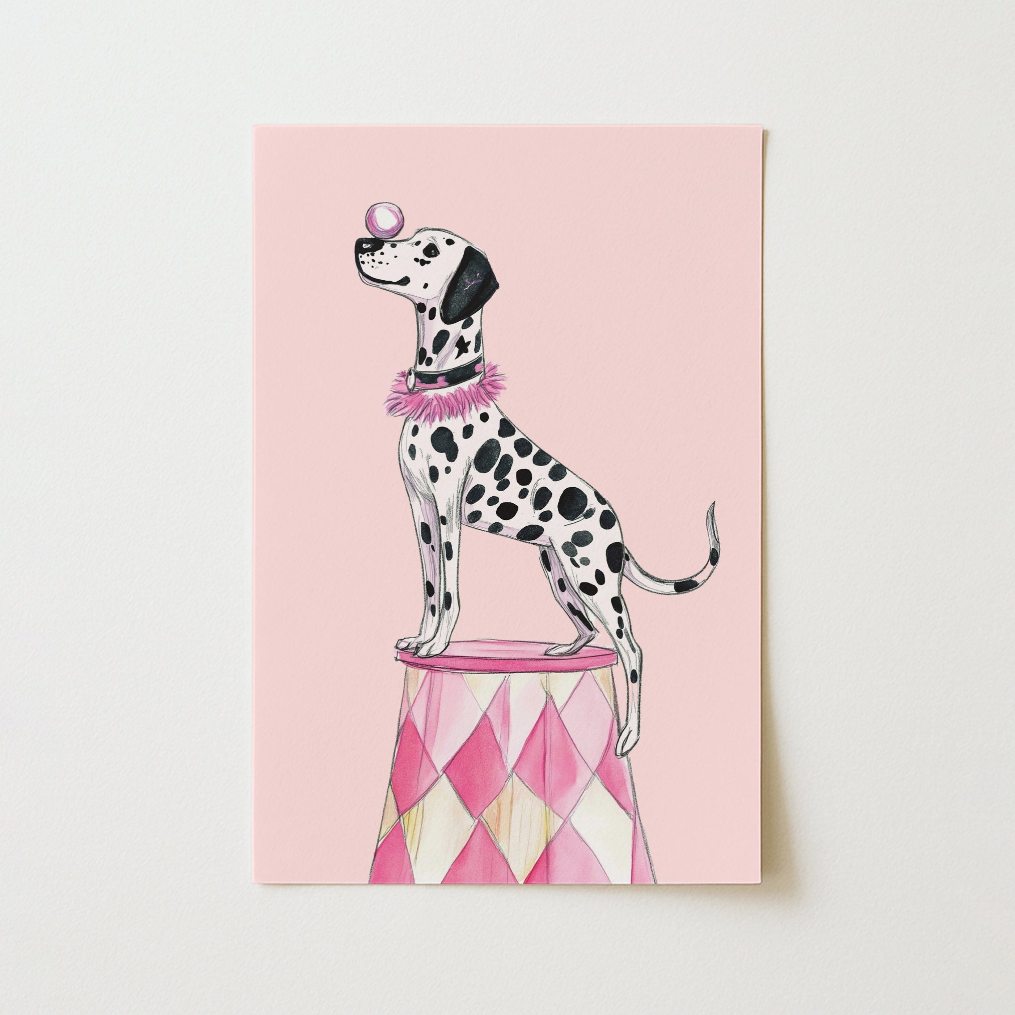 Dalmatian Circus Wall Art - Pink Dog Room Decor