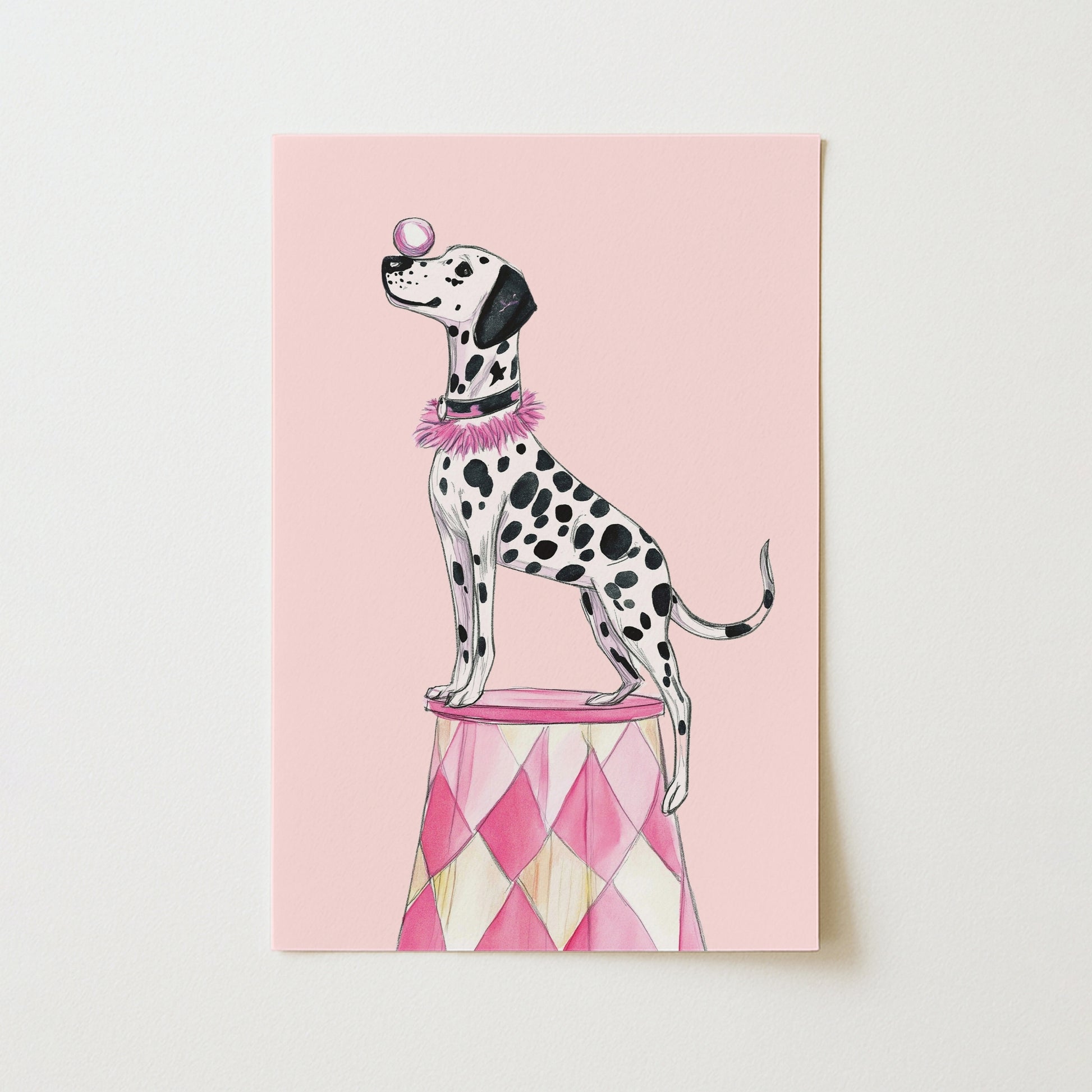 Dalmatian Circus Wall Art - Pink Dog Room Decor