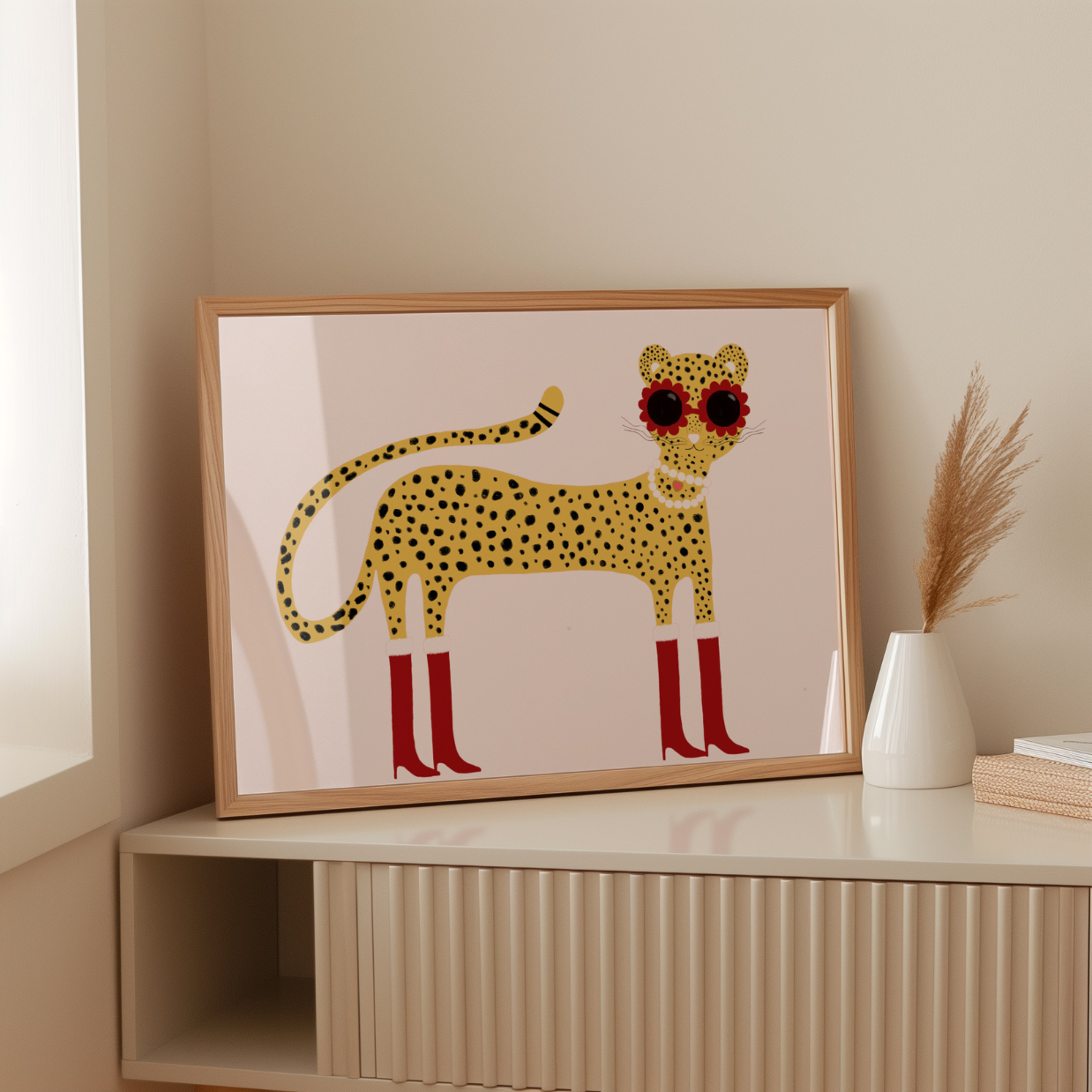 Cool Pink Cheetah Print – Funny Animal Wall Art for Kids
