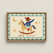 Yeehaw Cowboy on a Rocking Horse – Nursery & Kids Canvas Wall Art